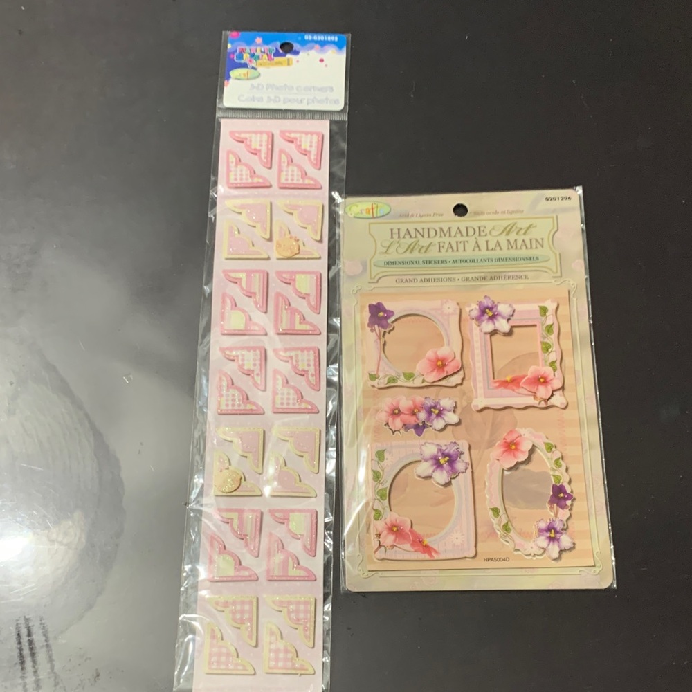 Pink and Floral Scrapbook Corner and Frame Set